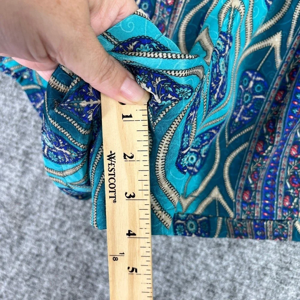 Earthbound Trading Shorts Size L Teal Blue Smocked Waist Boho Festival‎ Peacock